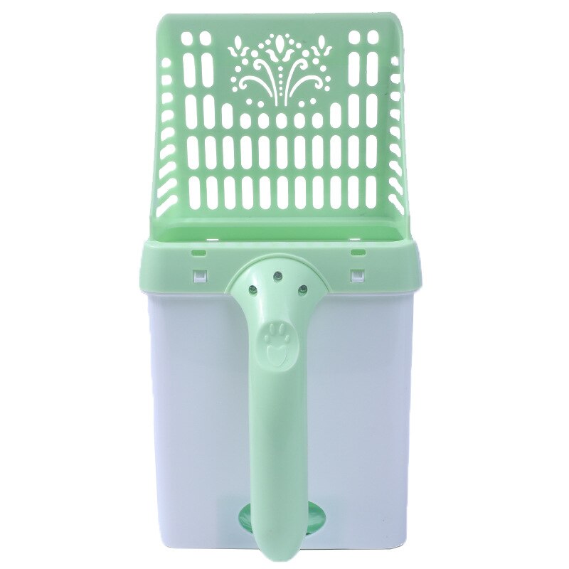Tamiz de limpieza de arena para gatos, pala de arena hueca para perros, Herramientas de limpieza de inodoro para mascotas, cuchara de comida para perros, cuchara desmontable: Green