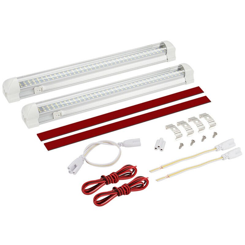 2X 108 LED Interior Light Bar ON/OFF Switch 12V Strip Light Van Bus Caravan