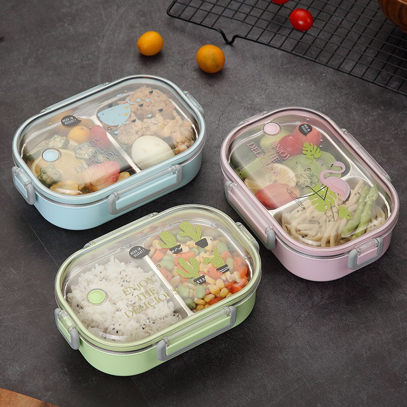 Food Container Portable Lunch Box Stainless Steel Bento Box Lunch Leakproof With Compartments For Kids School Kitchen Tableware#