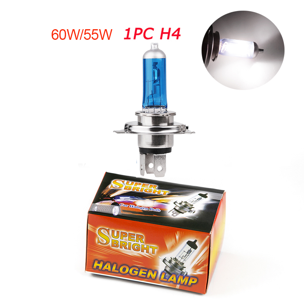 Bombilla halógena de haz alto y bajo H4 para coche 60/55w 12v luz blanca P43t lámpara de faro 6000k 55w lámpara de faro: Blanco