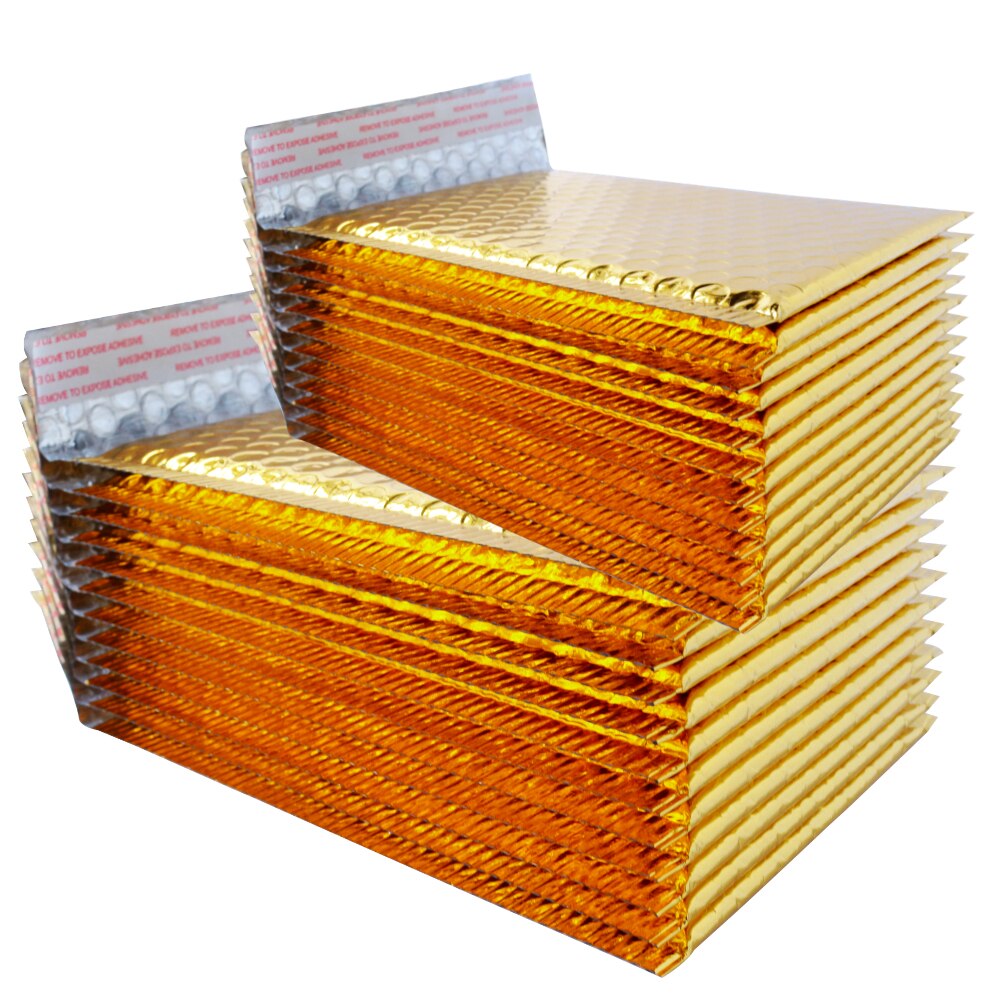 10PCS/Pack Gold Metallic Bubble Mailers Foil Bubble Bags Aluminized Postal Wedding bags Packaging Padded Envelopes