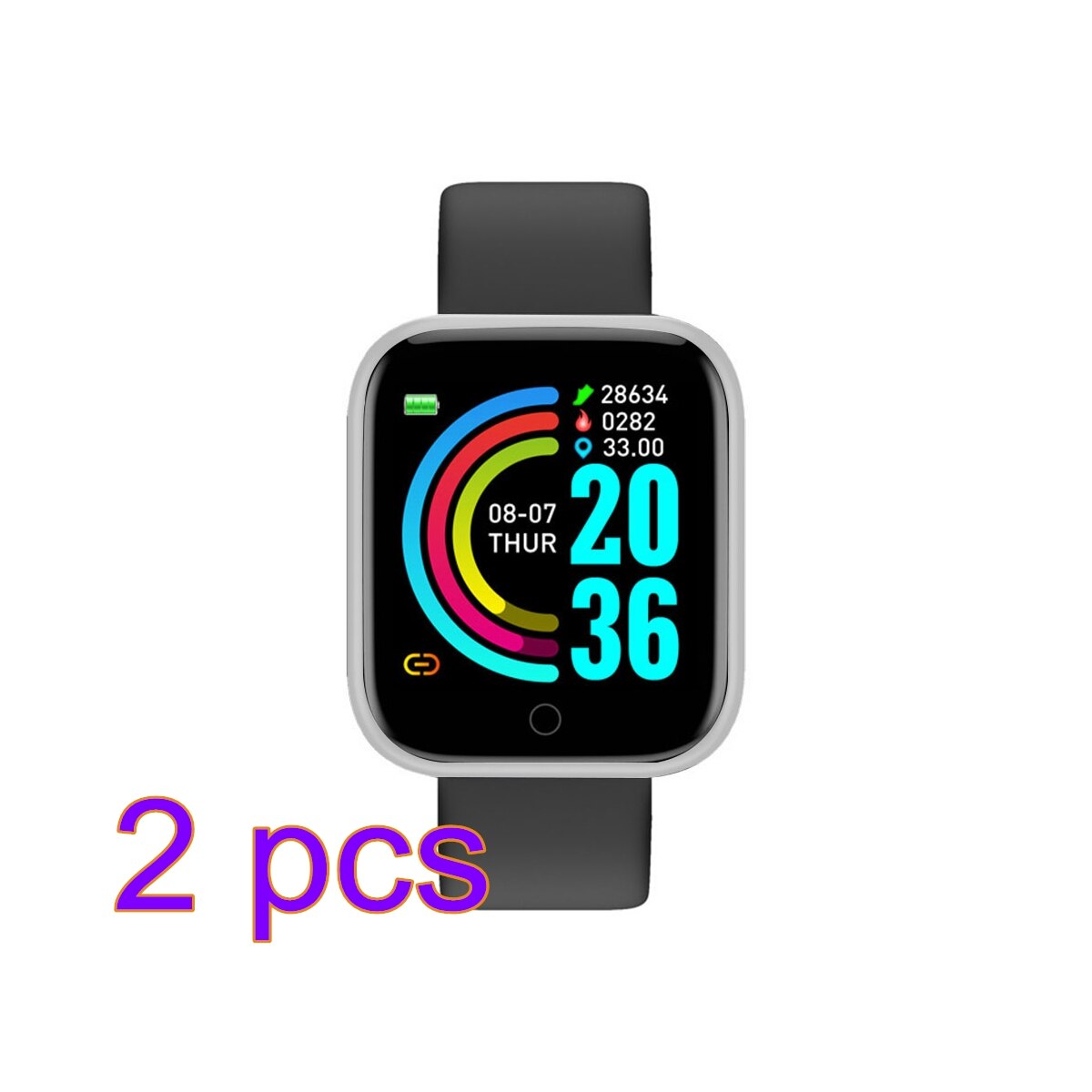 2 PCS Y68 Smart Watches D20 Fitness Tracker Blood Pressure Smartwatch Heart Rate Monitor Bluetooth Wristwatch for IOS Android: 04