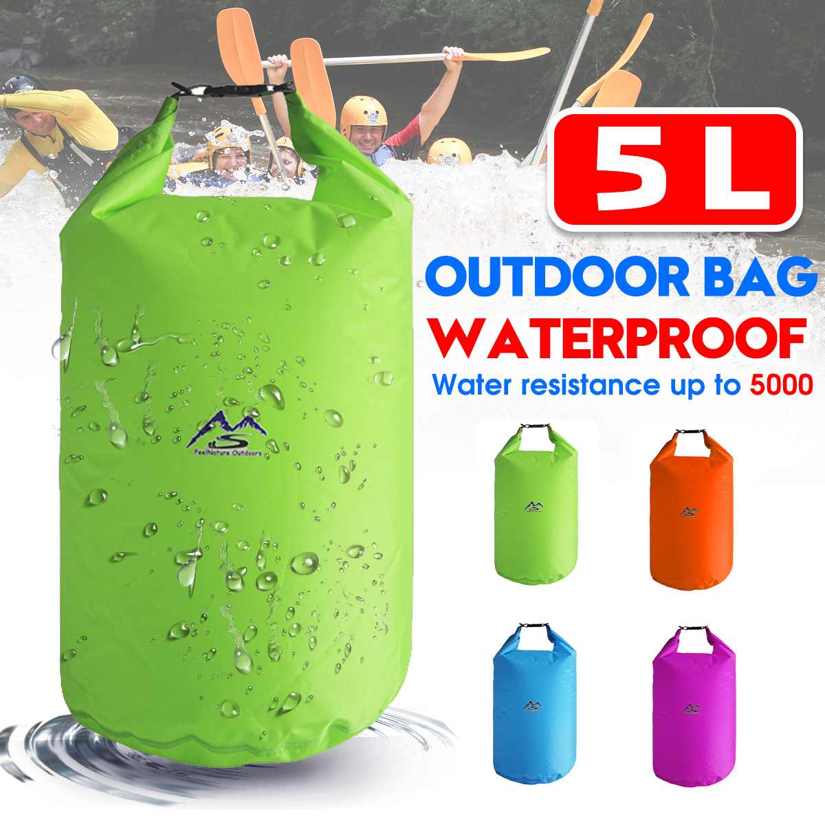 5l sacs de natation portables, sac étanche, sac de rangement, sac pour camping en plein air, randonnée, natation, trekking, navigation de plaisance