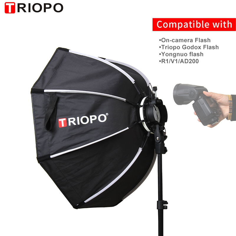 Triopo  kx65cm kx90cm achteck-softbox-schirm für godox  ad200 v1 speedlite blitzgeräte, fotostudio-zubehör