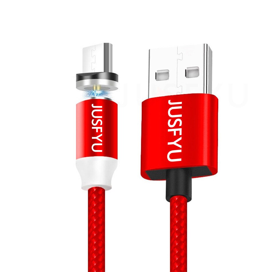 Klassische 360 LED Magnetische Verbindung Usb Kabel für iPhone 6 S 7 XS MAX Micro USB Kabel typ C Draht Ladegerät Port: for iPhone / Red Cable and Port