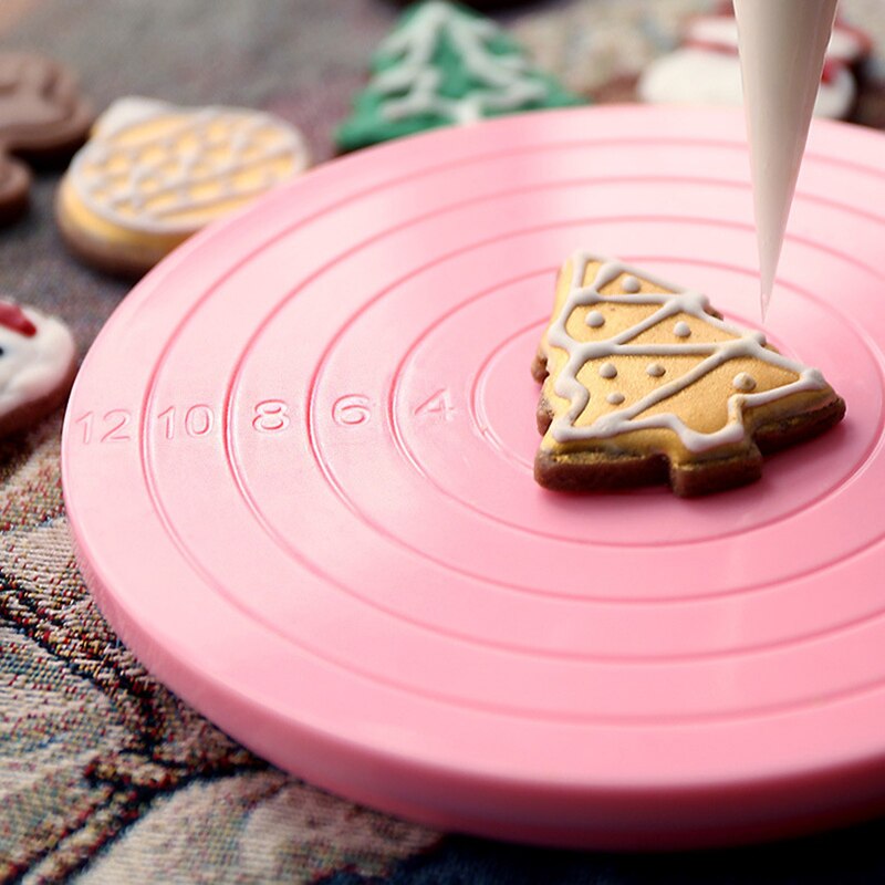 Table rotative pour gâteaux en plastique, Mini plateau tournant pour gâteaux fondants, support à biscuits rotatif, Base antidérapante, outils de cuisine