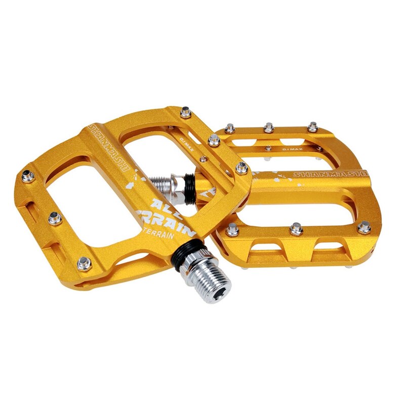 SEWS-Shanmashi Bike Pedals Aluminum Bicycle Flat Pedals Outdoor Durable Pedal for Mtb Road Bike: Gold