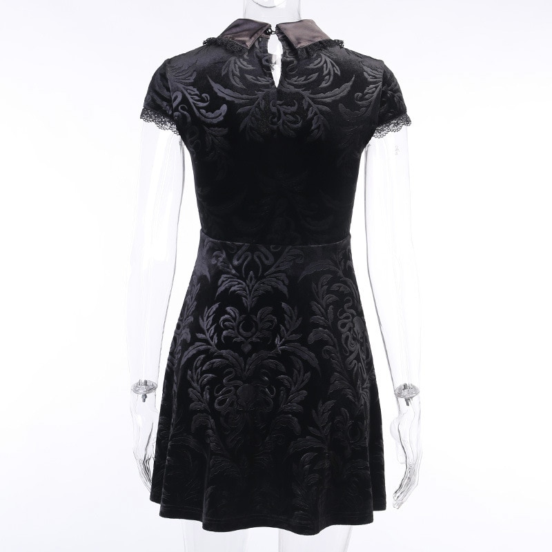 Vestido corto gótico de manga corta para mujer, minivestido Negro estilo Retro de lolita Harajuku, de , ropa de calle,