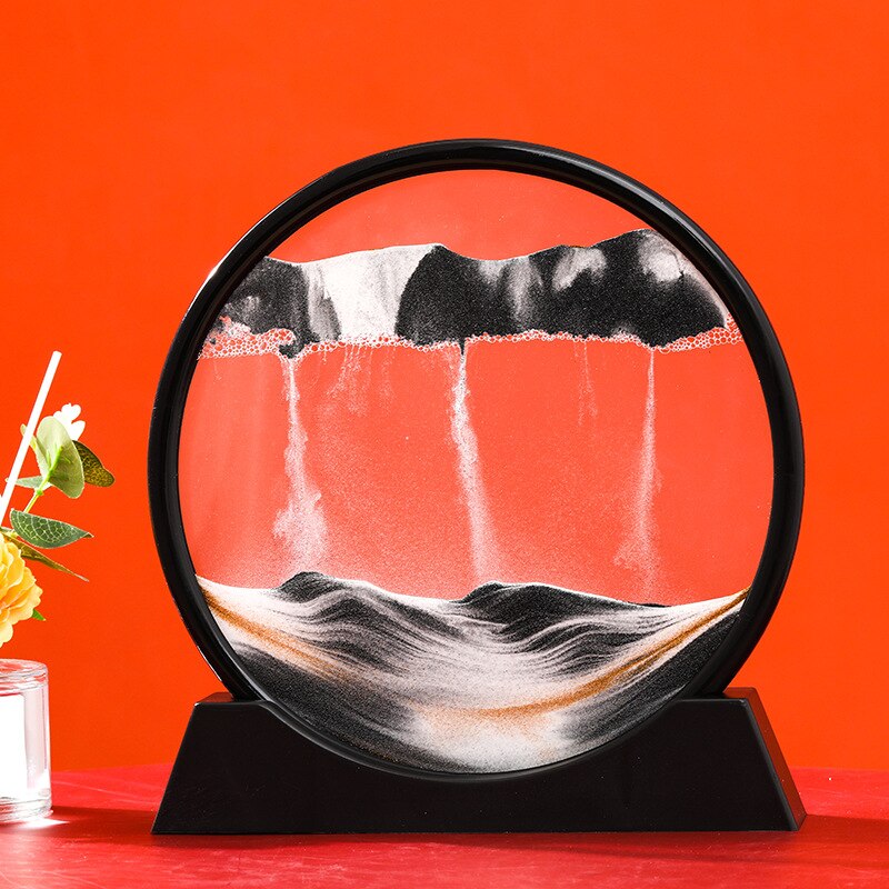 3D Bewegende Zand Kunst Foto 5/7Inch Zandloper Art Schilderen Diepzee Sandscape Vloeiende Zand Frame Rechthoek Ronde glas Home Decor