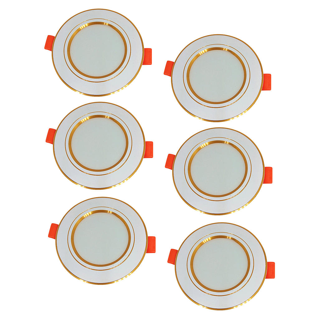 6Pcs Led Light Plafond Inbouw Panel Downlight Spot Lamp-Gouden Lijn