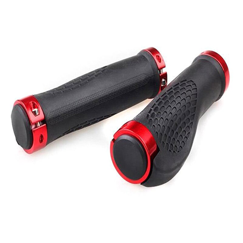 2pcs Ergonomic MTB Road Bicycle Grips Cycling Skid-Proof Grips Anti-Skid Rubber Mountain Bike Lock On Bicycle Handlebars: red