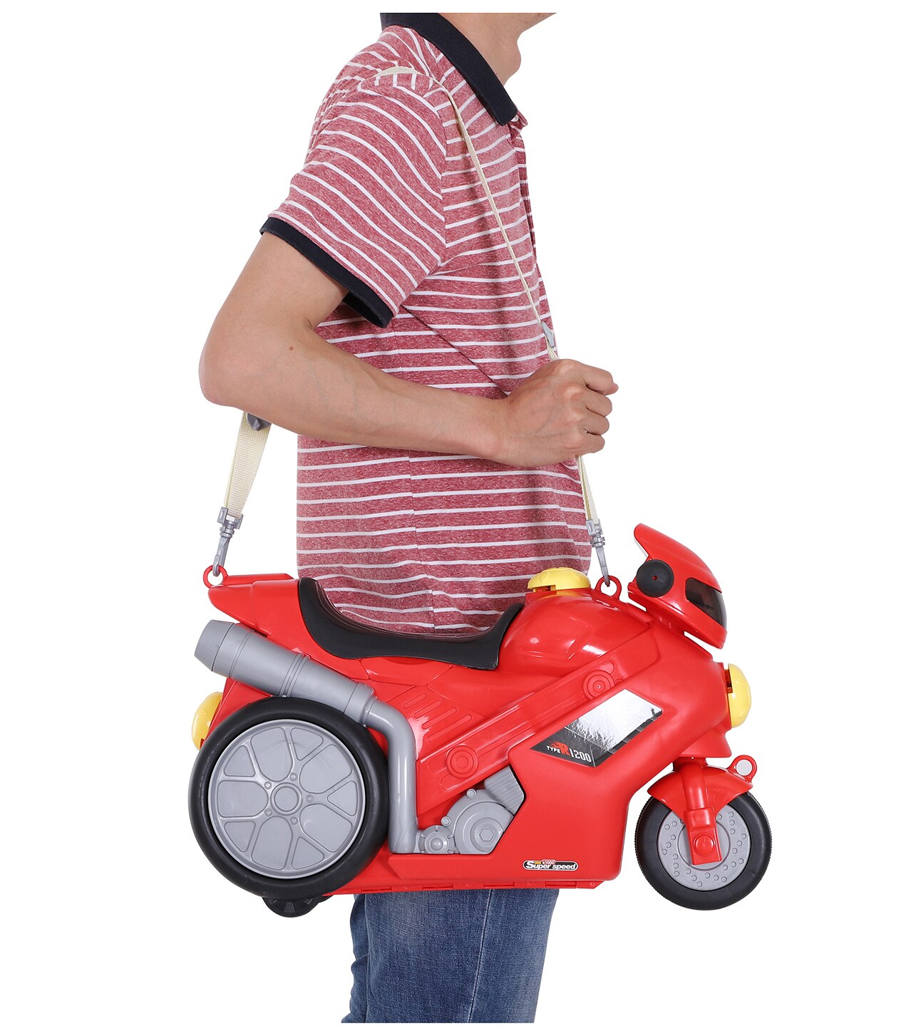 Homcom 4 In 1 Reistas Speelgoed Speelgoed Motorfiets Bagage Reizen Veelzijdige Met Rode Wielen
