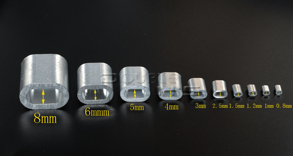 20pcs/lot Aluminum Cable Crimp Sleeve Cable Ferrule Stop for Snare Wire Rope Clip Swage Trap Barrel Fitting