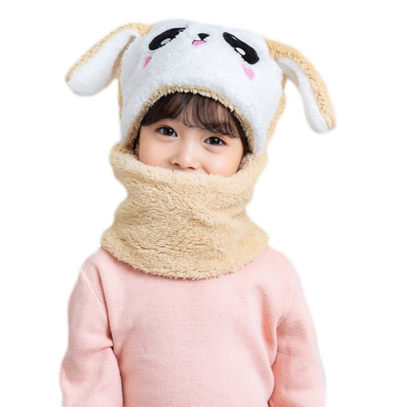 Cagoule en peluche pour enfants et adultes, chapeau de dessin animé, Panda, lapin, coupe-vent, couverture complète, capuchon, écharpe pour le cou