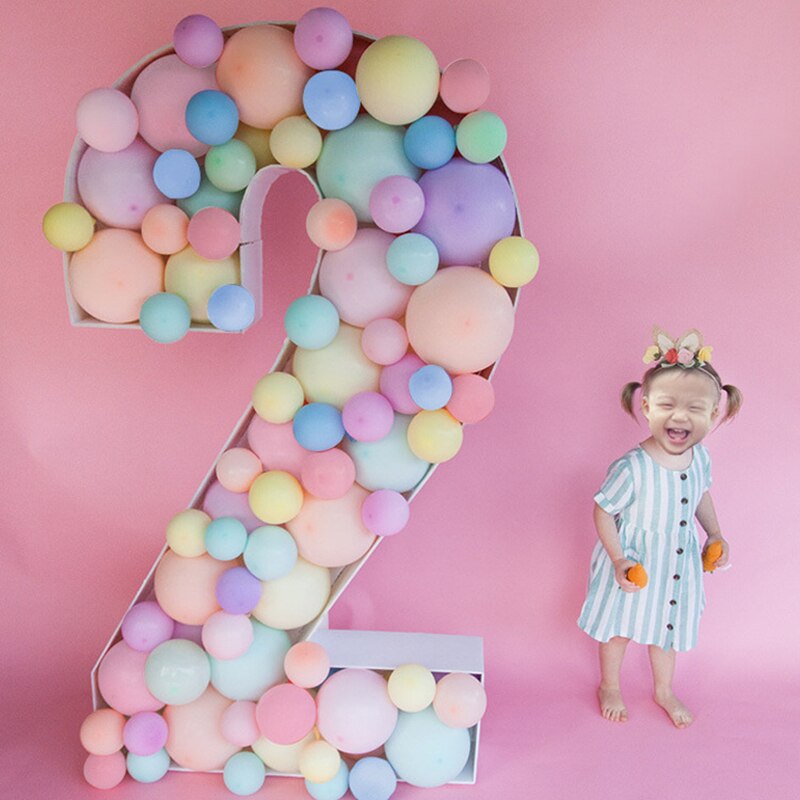 Gør-det-selv 73cm store tal ballon påfyldningsboks ballon stativ fødselsdagsfest dekoration jubilæum baby shower ballon nummer box ramme