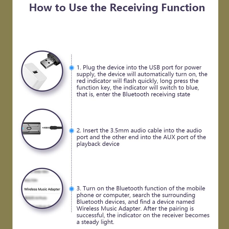 USB Bluetooth 5.0 Audio Receiver Transmitter 4 IN 1 Mini 3.5mm Jack AUX RCA Stereo Music Wireless Adapter For TV Car PC Adapter