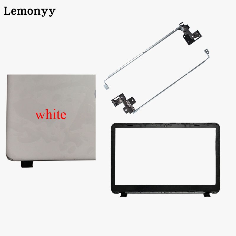 Laptop Top LCD Zurück Abdeckung/LCD Vordere Lünette/Scharniere für HP 15-G207NL 15-g209nl 15-g210nl 15-g070nr 15-G501NR: White B and Hinges