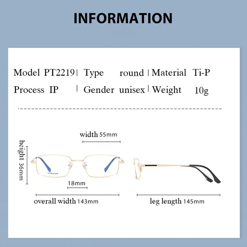 Men Pure Titanium Glasses Frame with Recipe Full Rim Man Optical Prescription Eyeglasses Rectangular IP Electronical Plating