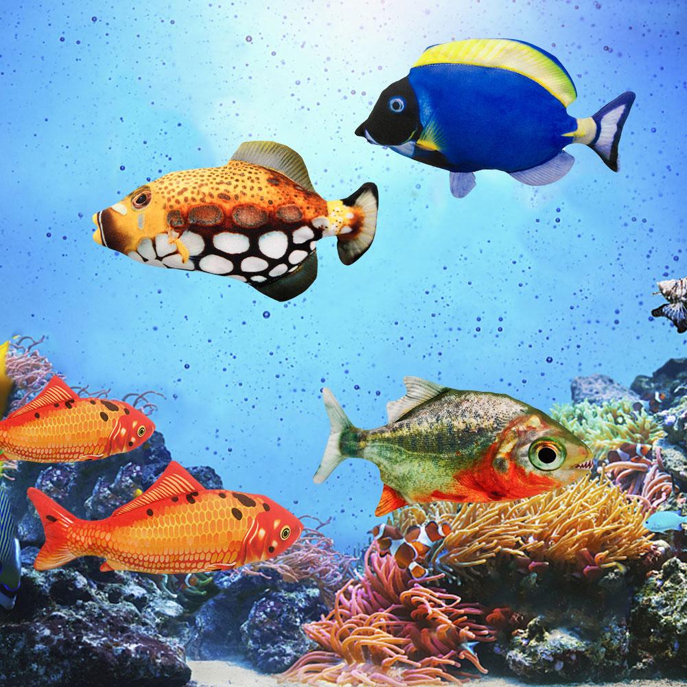 Electric Moving Fish Cat Realistic Plush Simulation Electric Wagging Fish Cat Toy Catnip Kicker Toys Funny Interactive Pets Pill