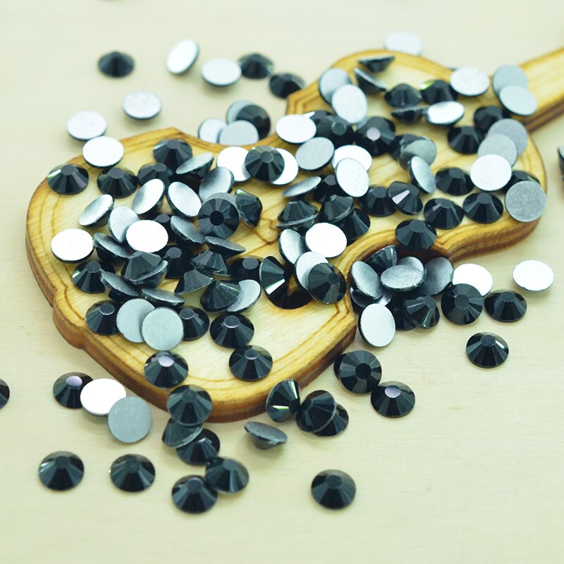 Zwarte Kleur Platte Achterkant Steentjes Voor Nail Art Lijm Op Kristallen/Niet Hotfix Rhinestones