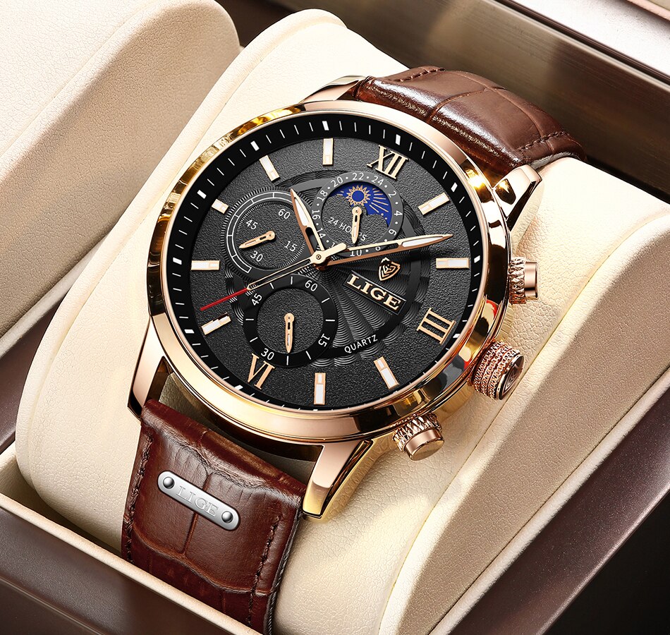 Mannen Horloge Comfortabele En Elegante Lederen Casual Quartz Horloge Mannen Lichtgevende Automatische Datum Waterdichte Sport Horloges