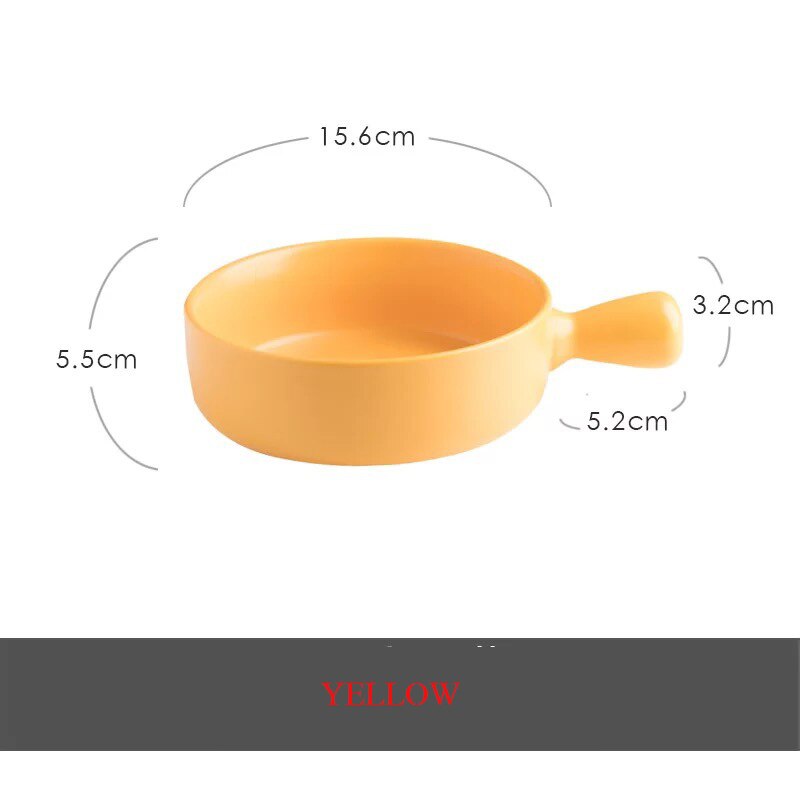 Ceramic With Handle Bowl Salad Bowl Oven Special Baking Bowl Baked Rice Bowl Fruit Dessert Bowl Instant Noodle Bowl: Yellow
