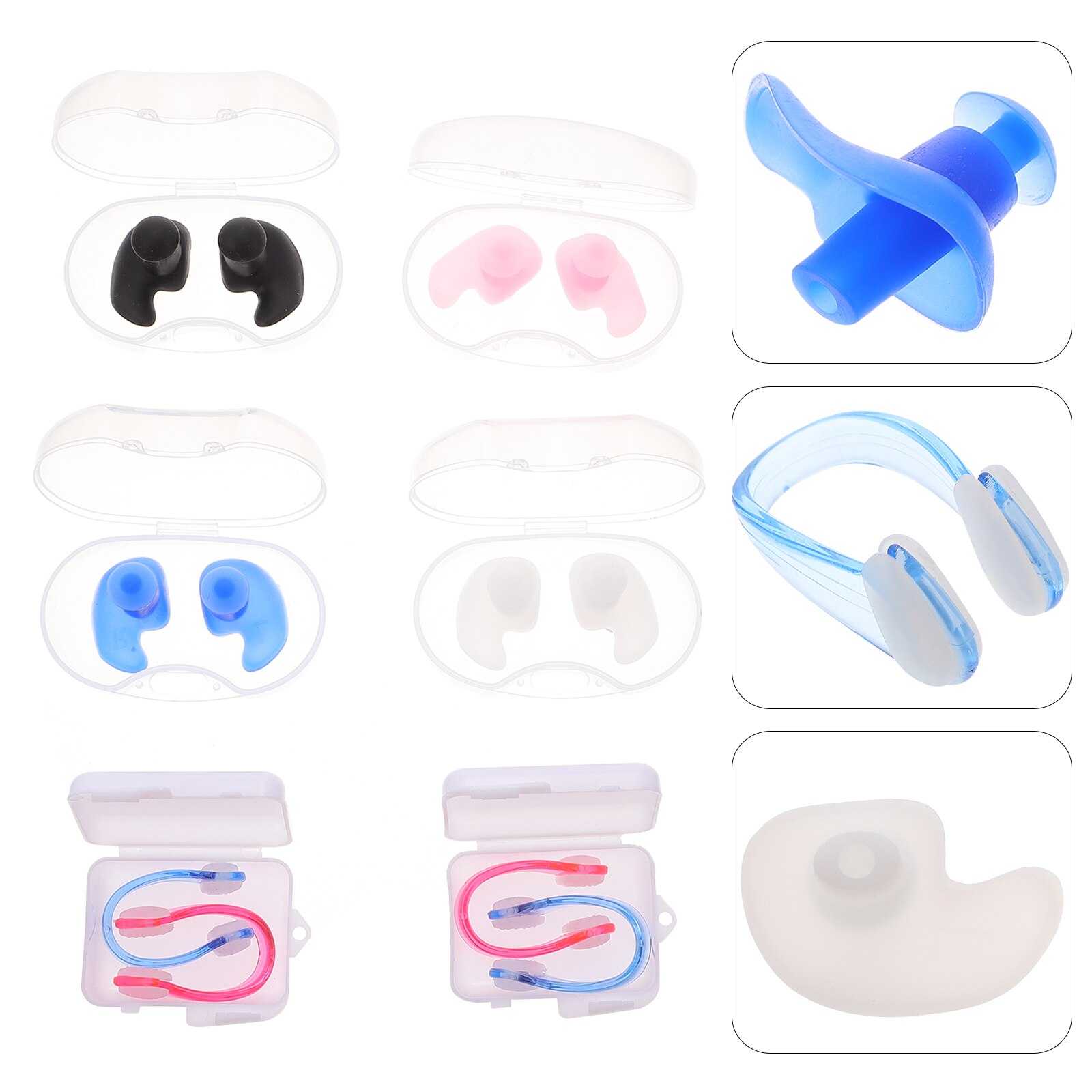 4 Sets Waterproof Swimming Silicone Nasal Splints Ear Plugs Swim Earplugs