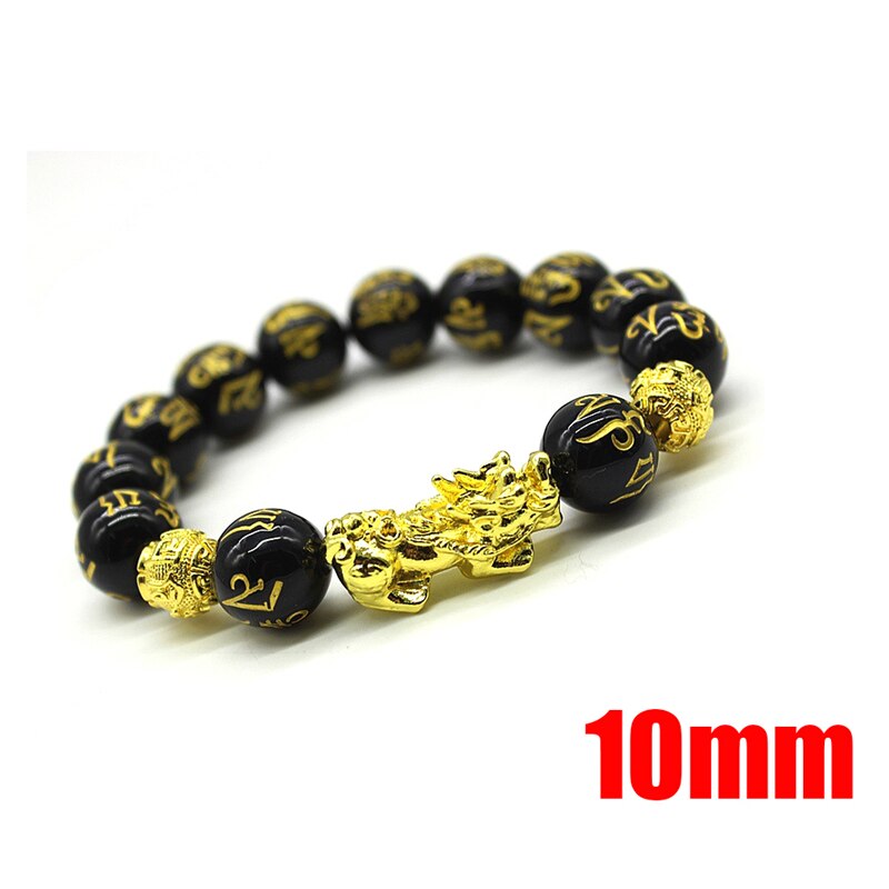 1Pc Feng Shui Schwarz Obsidian Armbinde Gold Schwarz Pixiu Armbinde Reichtum Glück Drachen Glas Schmuck unisex Amulett Armbinde