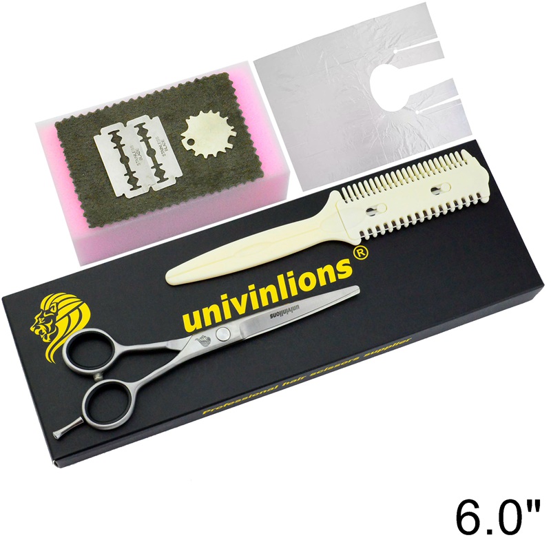 6" barber hair scissors hairdressing razor salon supplies hair cutting shears hair thinning sissors pinking clipper: 6009A-Cutting