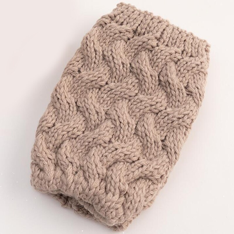 Rodilleras cortas de punto para mujer, calentador de pies informal, Color sólido, cálido, suministros de ganchillo para la rodilla, Otoño e Invierno: Beige