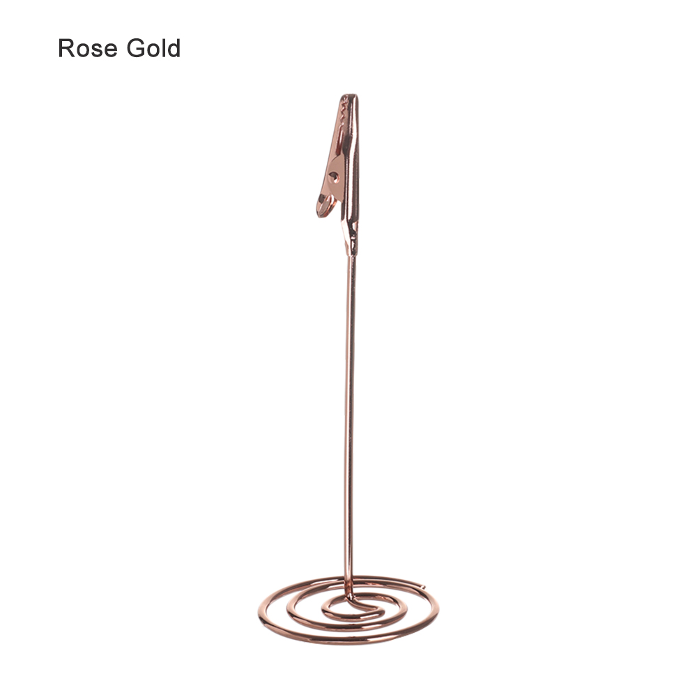 Romantic Rose Gold Metal Photo Clips Place Card Holder Table Number Stand Wedding Party Decoration Desk Accessories: Rose Gold