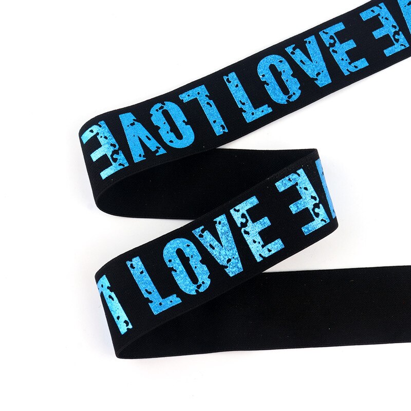 2/2.5/3/4cm Elastic Band LOVE Alphabet Jacquard Rubber Band Waistband Elastic Trousers Webbing DIY Sweing Accessories 1Meter: blue / 2.5cm