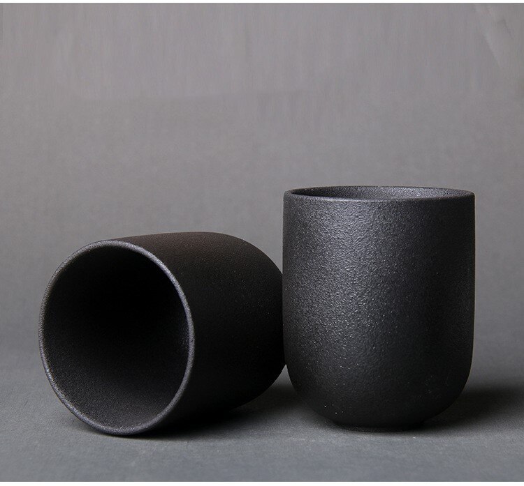 Large Ceramic Tea Cup Teaware Kung Fu Tea Set Cup Japanese Style Tableware Hotel Porcelain Teacup: C black