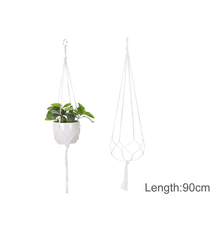 Macramé hecho a mano colgador de plantas cestas soporte para macetas balcón colgante maceta cesta decoración cuerda de elevación suministros de jardín para el hogar: Gris claro