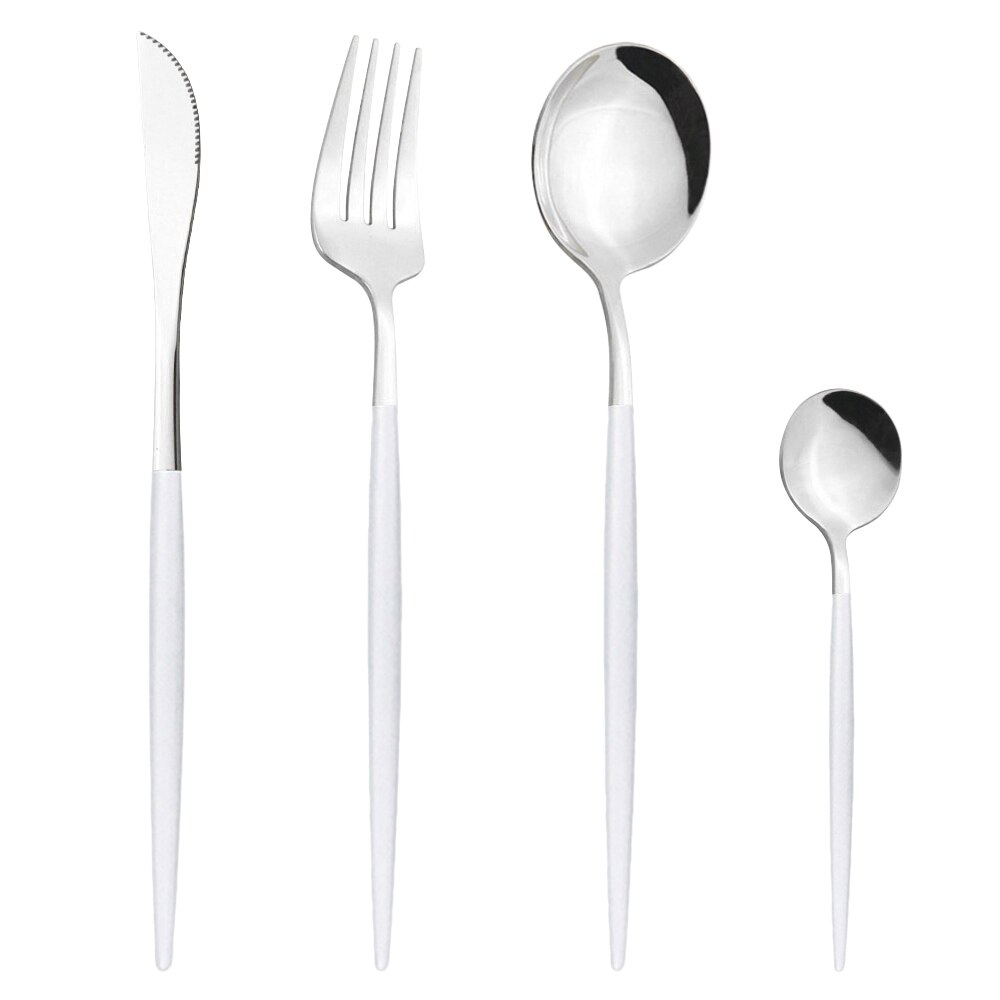 Schwarz Silber Besteck Set Abendessen Messer Dessert Gabel Löffel Stäbchen Geschirr Set Edelstahl Besteck Küche Geschirr