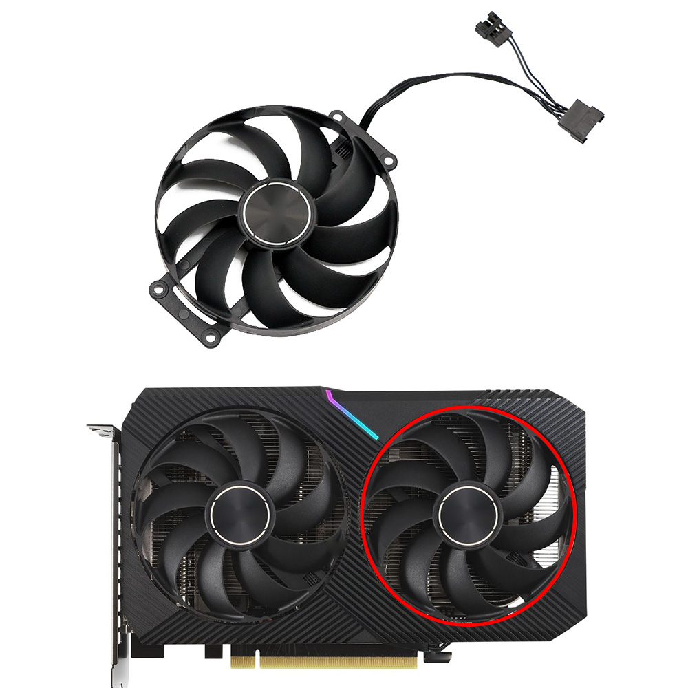 87mm t129215su 12v 0.5a 6- pins dual rtx 3060 3060 ti grafikkortkølerblæsere til asus geforce rtx 3060ti v2 mini dual oc blæser: Guld