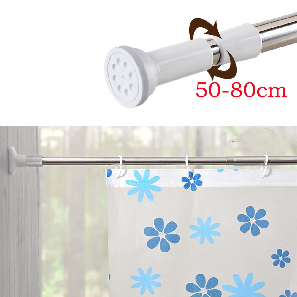 Household Accessories Stainless Steel Spring Loaded Voile Pole Adjustable Rail Curtain Rod Telescopic Extendable Tension Shower