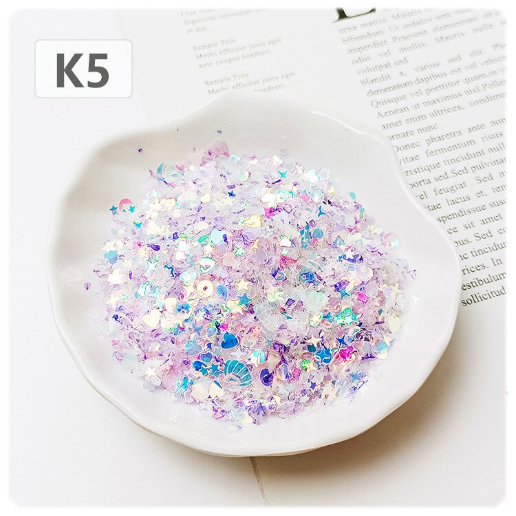 20g 3mm-8mm Sequins PVC Flat Five-pointed Star Heart Shell Mixed Loose Sequin Paillettes Sewing Craft DIY Scrapbooking: K5
