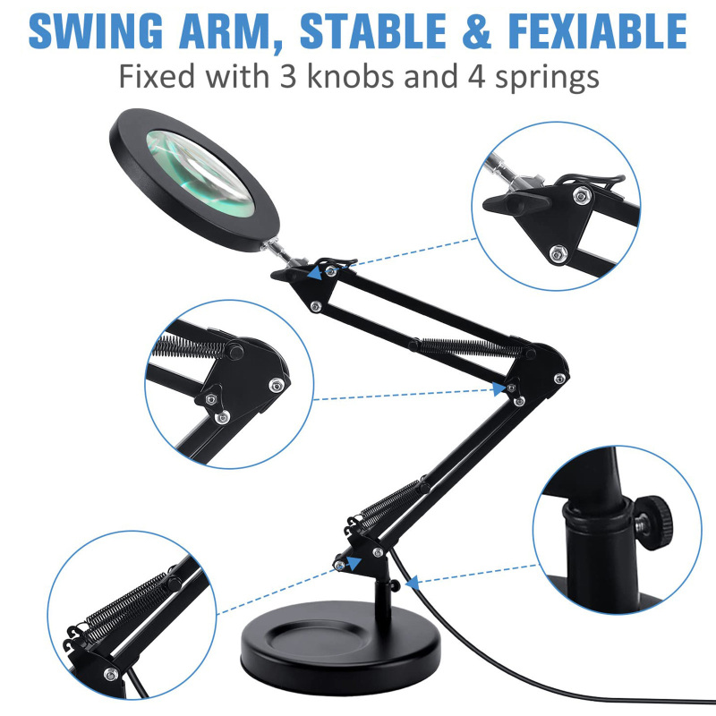 10X Echt Glazen Vergrootglas Tafellamp en Clip-On LED Verlichte Vergrootglas voor Soldeerbout Reparatie Lezen Ambachten Close-Up werk