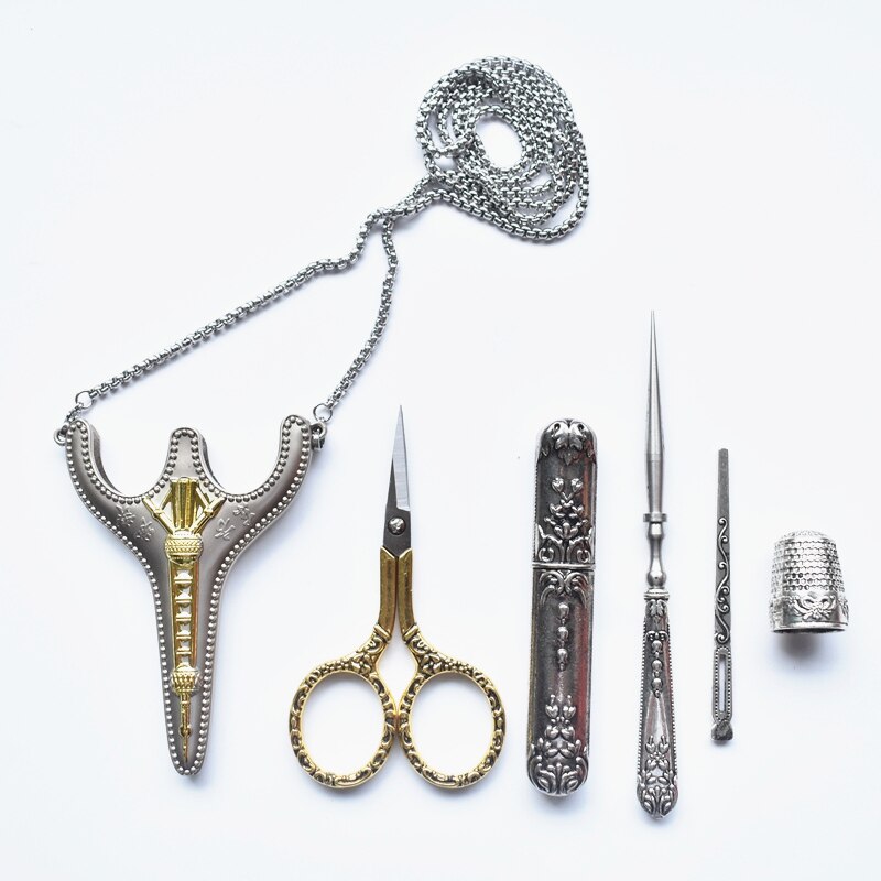 Tijeras Vintage Retro para manualidades, hilo de bordar, tela, punto de cruz, a medida, suministros de costura: Gold Scissor Set 1