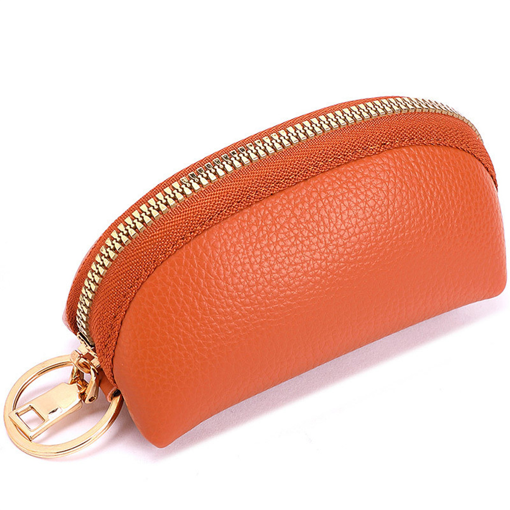 Bolsa organizadora de cuero suave para hombres y mujeres, cartera para llaves de coche, llavero de casa, funda para llaves con cremallera, Mini bolsa para tarjetas: Azul