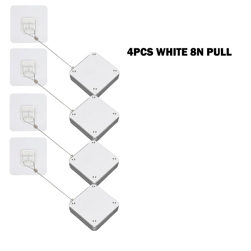 4PCS Hardware Automatic Sensor Door Closer Non-Contact Automatically Close Stretchable 1.2m For All Doors Door-closing-Connector: 4PCS WHITE