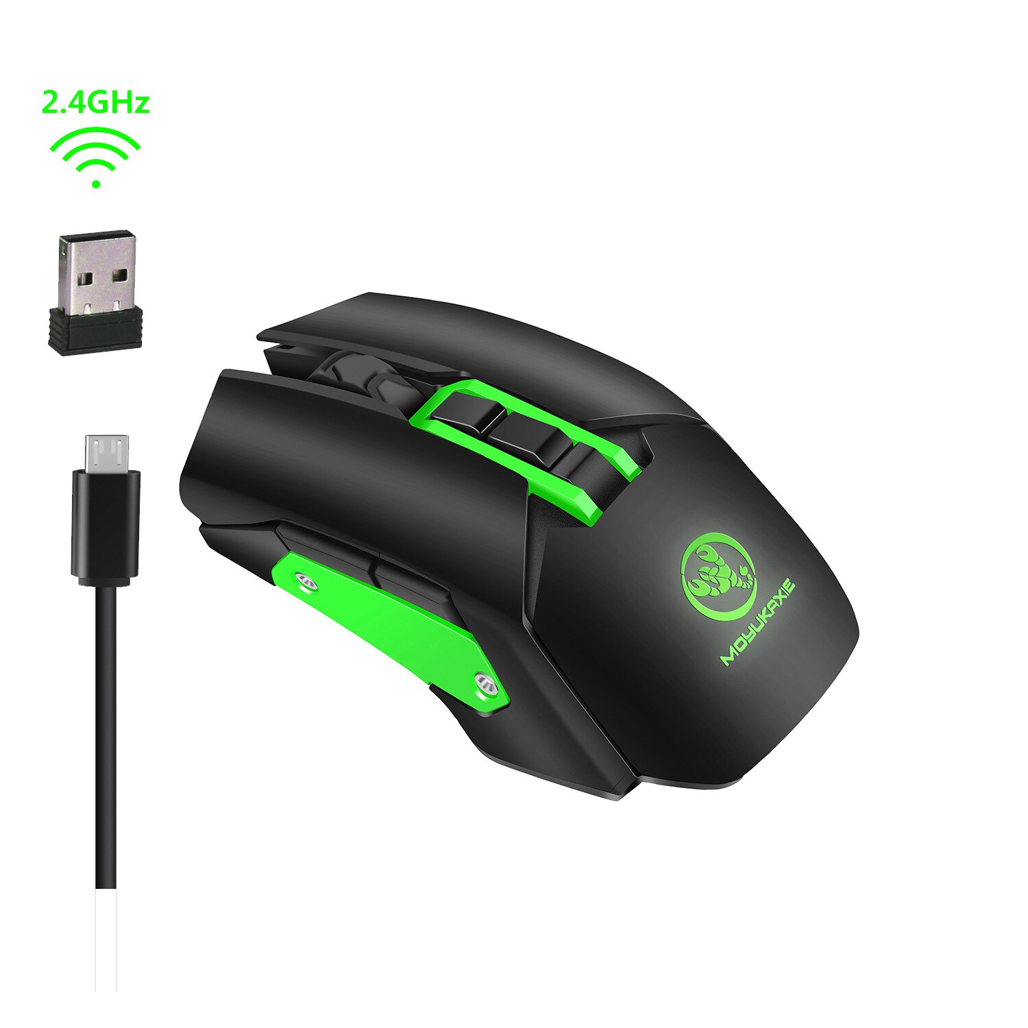Moyukaxie Draadloze Opladen Gaming Muis 5 Verstelbare Dpi Computer Accessoires Gaming Muis
