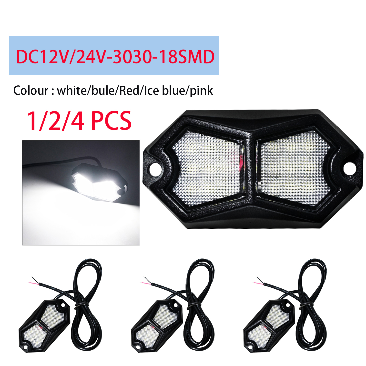 Luz LED de roca para coche y camión, 18 LED, 12V, 24V, furgoneta, camión, RV, luz de ambiente Exterior, lámpara de luz inferior automática, luces de neón Led para debajo del cuerpo
