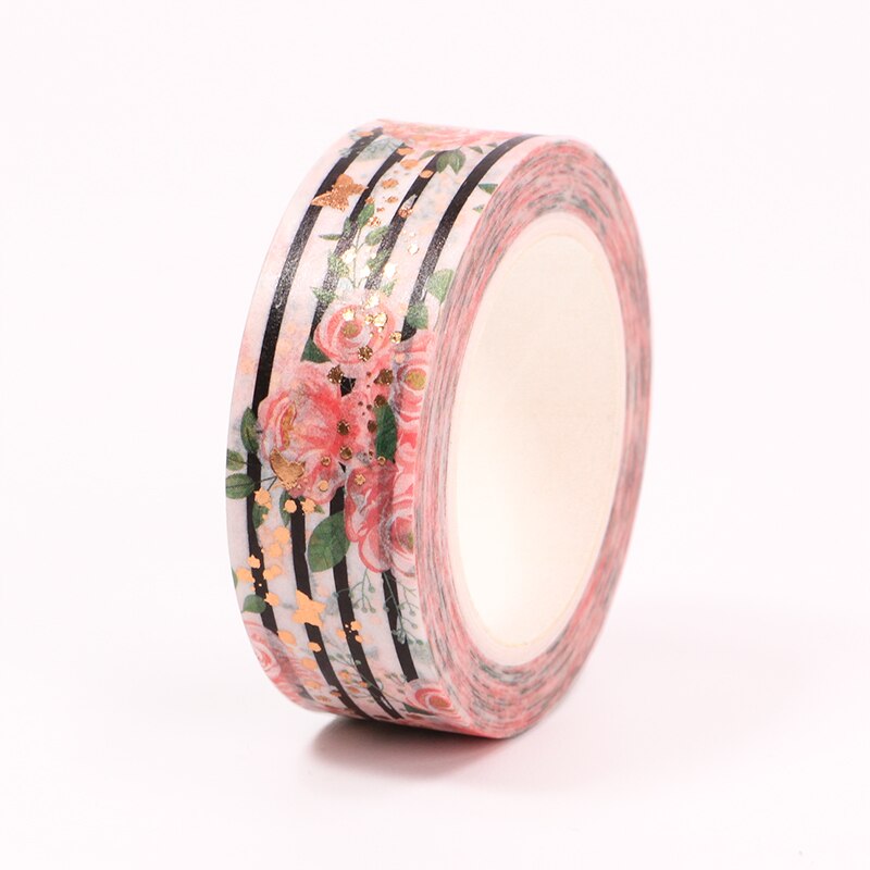 10 Stks/partij 15Mm * 10M Folie Roze Rose Decoratieve Washi Tape Scrapbooking Afplakband Office Supply Masker washi Tape