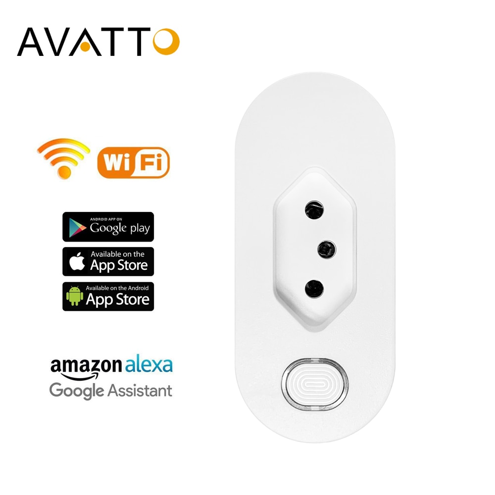 AVATTO Tuya 16A Brasilien Standard Smart Stecker mit Power Monitor, smart Leben APP WiFi BR Smart Buchse Arbeitet für Google Hause, Alexa