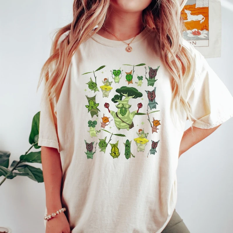 Zelda korok-skjorte breath of the wild hylia anime-skjorte korok arboretum gamer-skjorte planteelsker sommerskjorter bomulds-t-shirts toppe