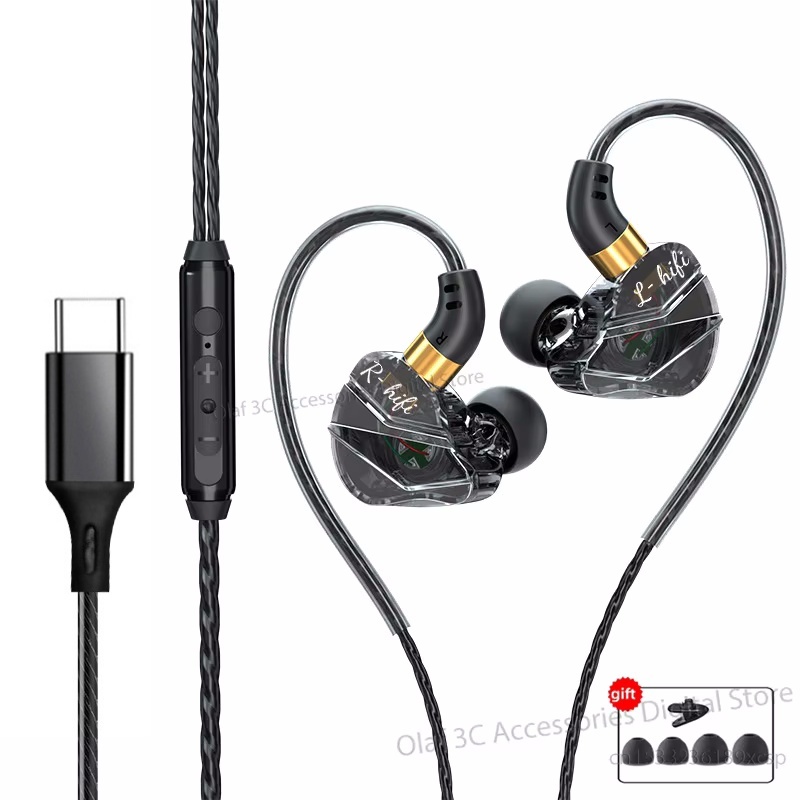 OLAF-auriculares HiFi tipo C para videojuegos, cascos con cable, manos libres, estéreo, graves, 3,5mm, deportivos, cancelación de ruido: Blanco