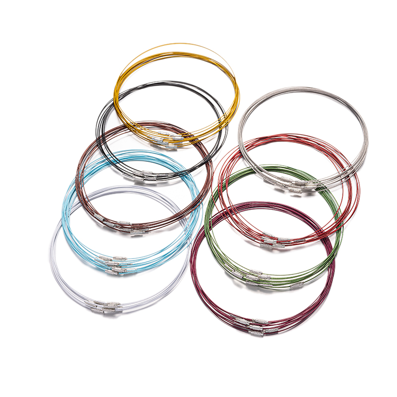 10pcs 46cm Stainless Steel Necklace Wire Cord Choker Chain with Brass Screw Clasp For DIY Jewelry Making Supplies Accessories