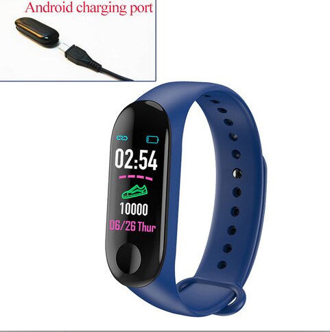 Neue M3 Plus Smart Band Fitness Tracker Uhr Sport Armband Herz Rate Blutdruck Smartband Monitor Gesundheit Armband Tracker: Android blue